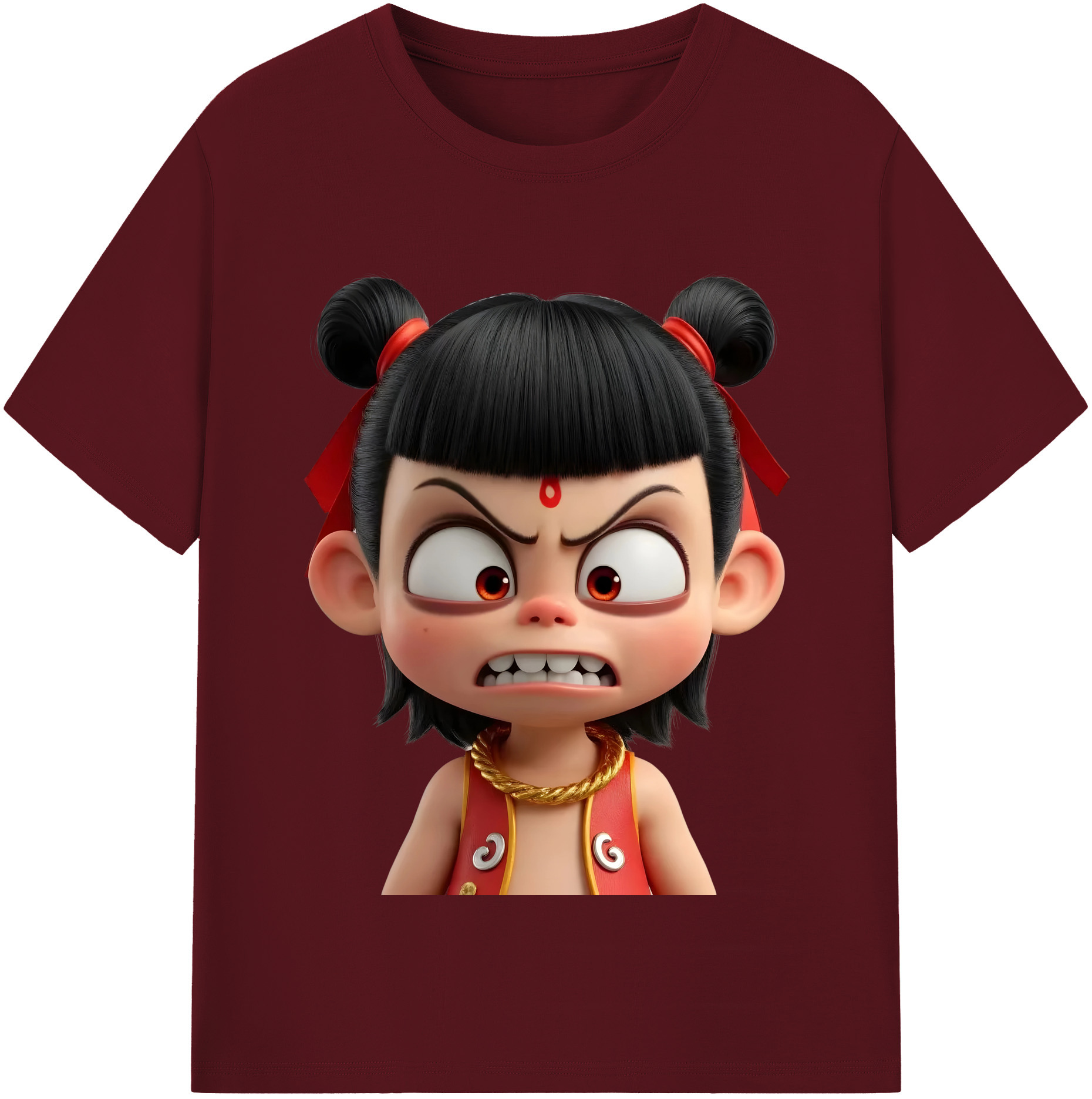 （画像用） Ne Zha 2 ナタ 魔童の大暴れ 綿100％半袖Tシャツ（フロントプリント）